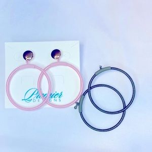 Premier Designs Fabric Post Back Interchangeable Hoop Earrings NWT